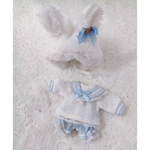 3pcs/set ob11 Doll Clothes Top+pant+hat Pink blue navy collar suit for ob11,obitsu11,Molly,1/12bjd Doll Accessories