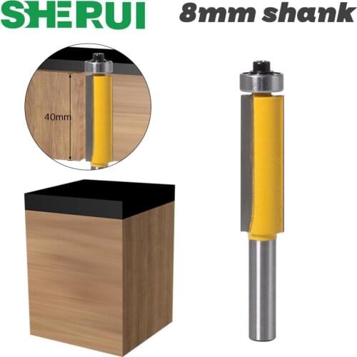 1pc 8mm Shank Trim Router Bit with Bearing for Wood Template Pattern Bit Tungsten Carbide Milling Cutter for Wood