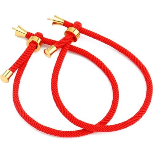 New Electroplated Gold Adjustable Size Red Rope, DIY Beaded Bracelet Jewelry Making Accessories Rope