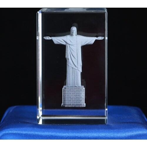 Crystal 3D Laser Engraving Jesus Ornaments Creative Crafts Christianity Glass Figurines Home Decoration Miniature GiftsDecoratio