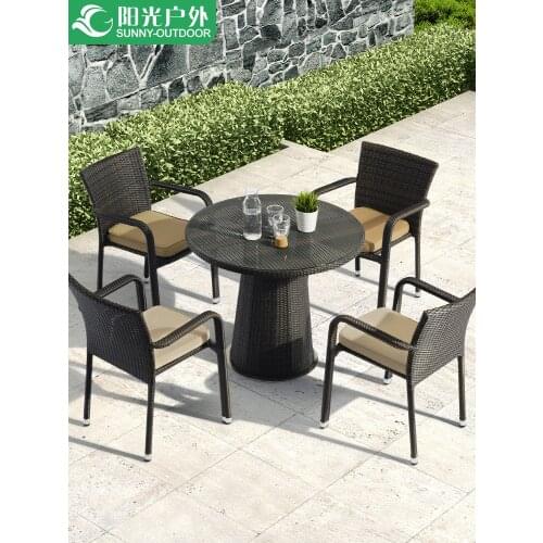 Furniture wicker chair three or five sets of combination table and chairs modern leisure balcony garden garden coffee table