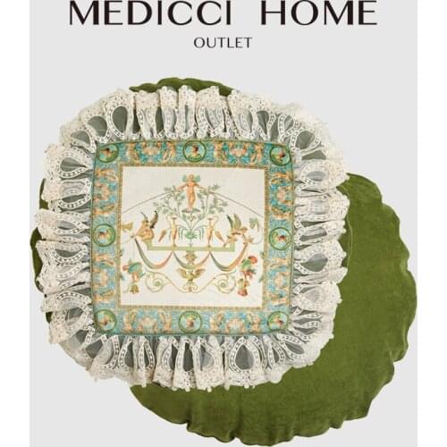 Medicci Home Round Throw Pillow Cover Renaissance Style Vintage Design Cushion Cases Sofa Living Room Family Office Decorative