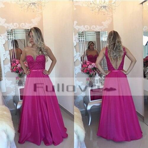 Fashion Sheer Sweetheart Lilac Tulle Evening Dresses Long 2019 Backless Beaded Sequin Formal Gown Vestido De Baile Abendkleider