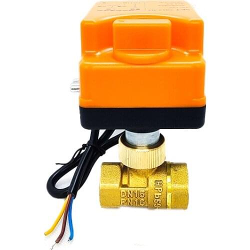 1/2" Motorized Ball Valve 220V 12V 24V 3-Wire 2 Point Control Brass Electric Ball Valve With Manual Switch