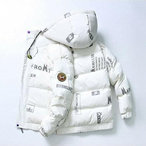 Mens fashion winter white duck down jacket Korean version of the trend of thickening short shiny jacket casual youth stand-up c