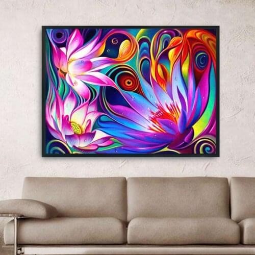 14CT Stamped Art Craft Cross Stitch Kits DIY Colorful Printed Mosaic Needlework Ecological Cotton Embroidery for Home Wall Decor