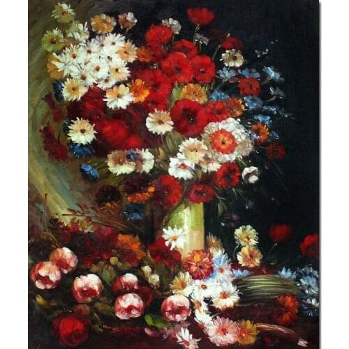 Wall art Vase with Poppies Cornflowers Peonies and Chrysanthemums by Vincent Van Gogh paintings on canvas Handmade High quality