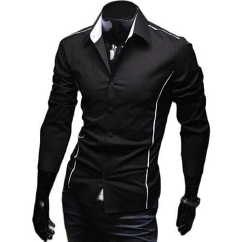 Novedad del 2018! Camisa de manga larga para hombre, estilo informal de lujo, manga larga, ceido muscular, en 3 colores, 5902