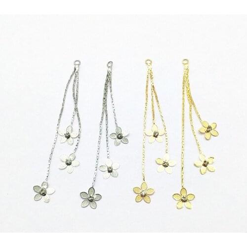 New arrival! 76x10mm 20pcs Plating Real gold chain/Flower Charm for Earrings DIY parts,Jewelry Earrings Findings & Component