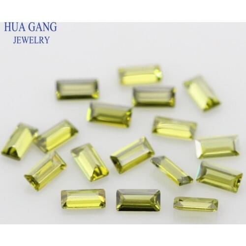 Peridot Rectangle Shape Step Cut CZ Stone Synthetic Gems Cubic Zirconia For Jewelry Size 1.5x2~3x5mm Free Shipping