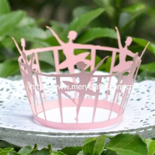 Pink&red party decoration,ballet girls cupcake wrappers for birthday party theme