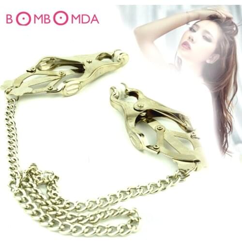 Sex Products Stainless Steel Nipple Clamps with Chain Stainless Steel Breast Nipple Clips Adult Games Sex Toys for Couples O35