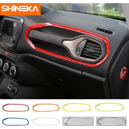 SHINEKA Car Interior Dashboard Panel Copilot Grab Handle Decorative Cover Trim Frame Ring Stickers for Jeep Renegade 2015