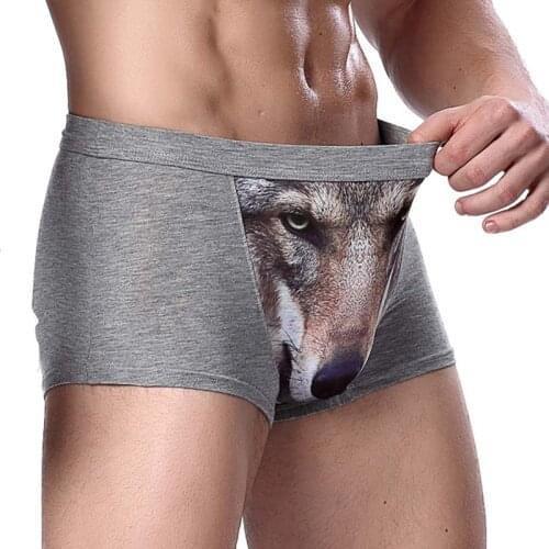 3D Pouch Underpants Men Modal Male Underwear Wolf Boxer Man Gay Funny Panties Shorts Cartoon Anime Mens Boxers Big Sizes