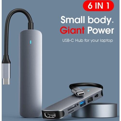 7 In 1 LED Multi Port Type-C Hub Usb 3.0 Otg Hub 4K 60hz HDMI-compatible TF Card Reader For Macbook Pro Air Laptops Usb-C Hubs