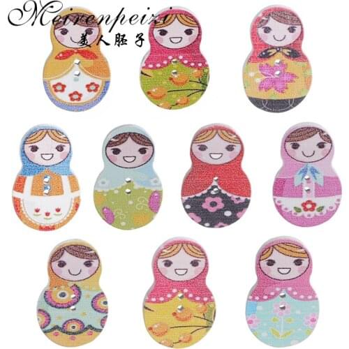 Vintage Wooden Russian Doll Brooches Pins Colorful Babushka Doll Brooch Lapel Pin Matryoshka Badge Gift Souvenir Christmas