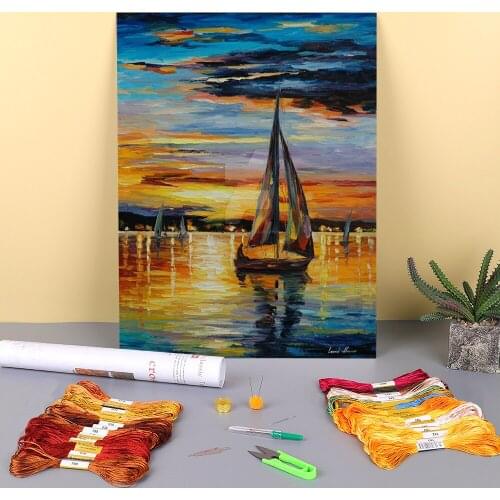 Inside Seas Cradle Printed Canvas 11CT Cross Stitch Complete Kit DIY Embroidery DMC Threads Handiwork Painting Jewelry