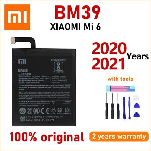 Xiao Mi New 100% Original 3250mAh BM39 Phone Battery For Xiaomi Mi 6 Mi6 Batteries Bateria With Gift Tools+Stickers