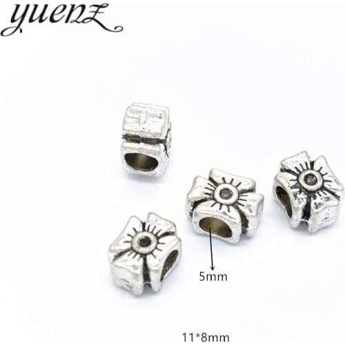 YuenZ 15pcs Antique Silver color Big Hole flower Beads Fit European Charm Jewelry Accessories DIY Findings R151