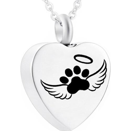 Cremation Jewelry Heart Shaped Angel Wing Stainless Steel Urn Pendant Small Souvenir Mini Funeral Jar For Human/Pet Ashes