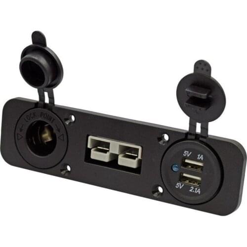 NewFlush Mount Anderson Plug Socket Double USB Charger Socket Panel for Caravan Camper Boat Truck