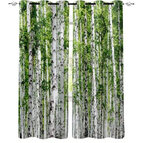 Plant Birch Tree Green Forest Curtains For Living Room Modern Window Curtains For Bedroom Curtains Drapes Blinds