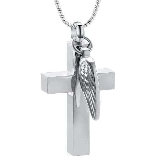 Cremation Urn Jewelry Angel Wings Cross Urn Pendant Memorial Remains Ashes Keepsake Urn Necklace for Women Men