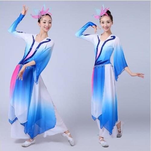 0187) Elegant Chinese Folk dance costumes sequins Embroidery Hanfu yangko/umbrella/fan classical dance costumes for performance