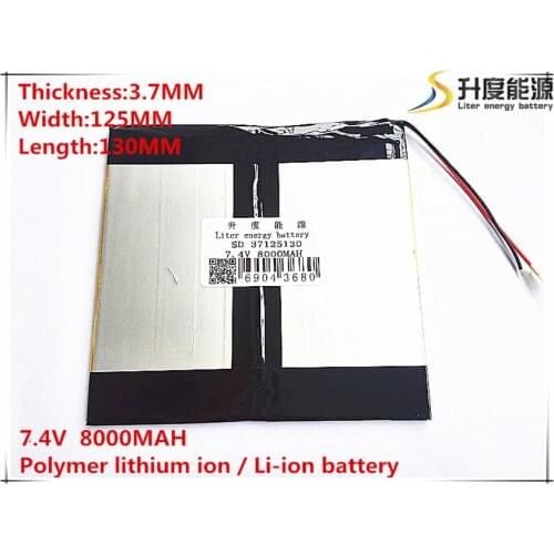 1PCS free shipping 7.4V,8000mAH,[37125130] Polymer lithium ion / Li-ion battery for tablet pc
