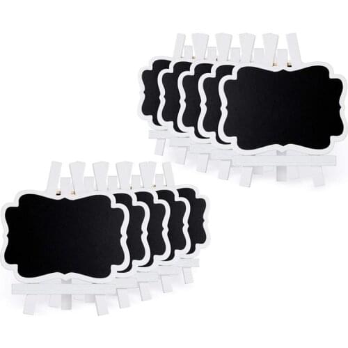 10Pcs Mini Chalkboards Wooden Small Chalkboard Signs With Easel Stand, Easel Chalkboards For Wedding Decorations, Birthday Par