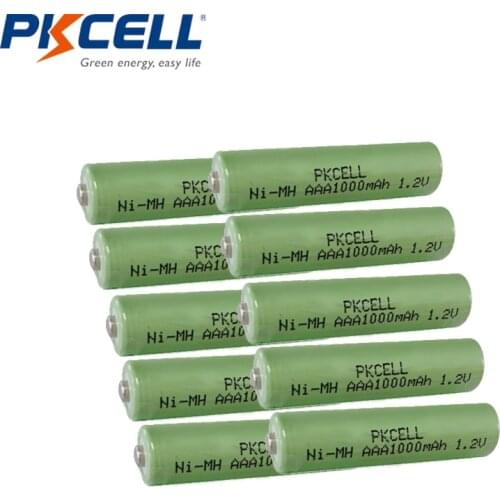 10pcs PKCELL AAA battery 1.2v NIMH Rechargeable batteries button top Hearder for Camera Flashlight Toy