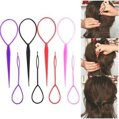 2PCs/set Ponytail Creator Plastic Loop Styling Tools Black Topsy Pony Topsy Tail Clip Hair Braid Maker Braiders Styling Tools