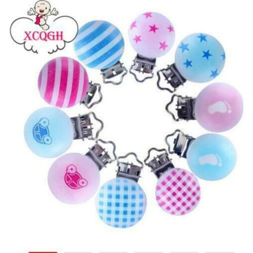 DIY 5PCS Blue Pink series Baby Pacifier Clip Wood Teether Accessory Soother Clasps Holder Crafts