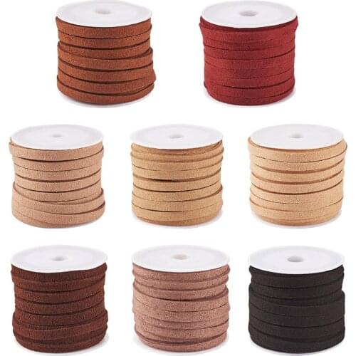 8rolls Faux Suede Cord Mixed Color 5x1.5mm For DIY Jewelry Bracelet Neckalce Making