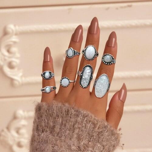 8Pcs/Sets Boho Vintage Knuckle Women Crystal Geometric Female Finger Rings Fashion Bohemian Jewelry