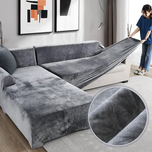 Velvet sofa cover thick elastic leather corner for living room sofa cover sofa cover armchair cover L-shaped chaise seat cover