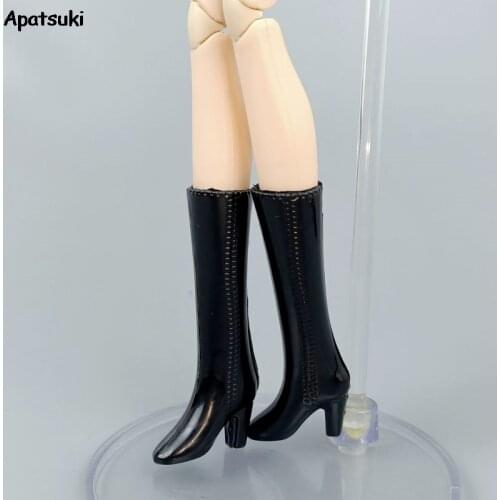 Black Doll Shoes Accessories For Barbie Dolls High Heel Fashion Boots Shoes For Barbie 1/6 BJD Dollhouse Children DIY Toys