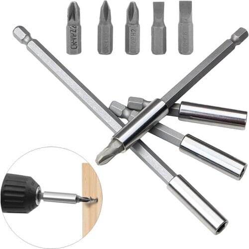 Change Screwdriver Holder Extension Bit Set 1/4" Hex Rod Shank Long Handle Magnetic Screwdriver Tip Holder Hand Tool Socket