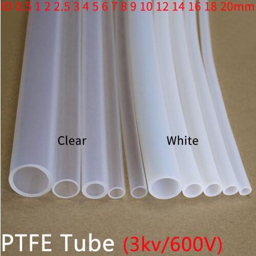 PTFE Tube ID 0.5 1 2 2.5 3 4 5 6 7 8 10 12 14 16 18 20 mm F46 Insulated Hose Rigid Pipe Temperature Corrosion Resistance 600V