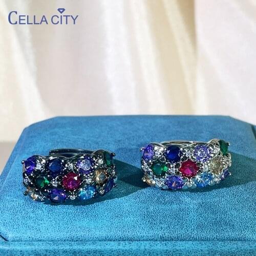 Cellacity Classic 925 sterling silver women ring with flower shape zircon gemstones open silver wedding party finger jewelry