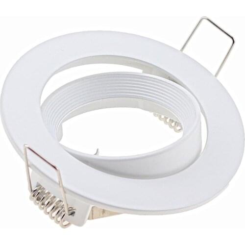 Zinc Alloy Round White/Satin Nickel Recessed Led Ceiling Light Fixture Holders MR16 GU10 LED Spot Lamp Frame Cutout 75mm