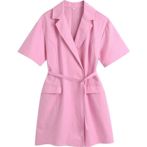 JC·KILIG 2021 Summer New Womens Linen Suit Overcoat Dress B1576