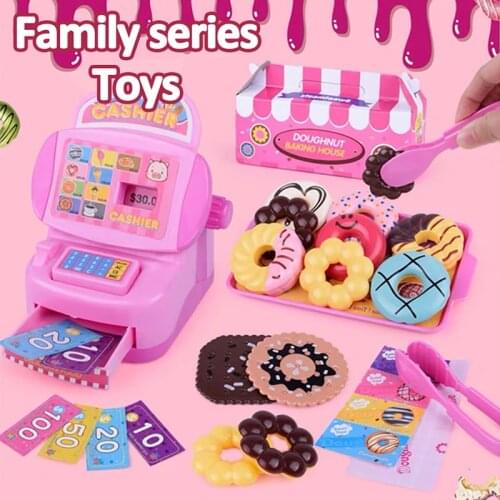 Miniature Cash Register Childrens Kitchen Toys Donuts Food Kitchenette Safe Plastic Kids Pretend Play Educational Toy Tableware