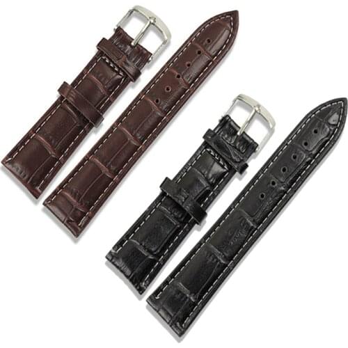 Fashion Genuine Leather Watch Band Strap 16mm 20mm 22mm Soft Sweatband Steel Buckle Vintage Universal Wrist Watchband Decor