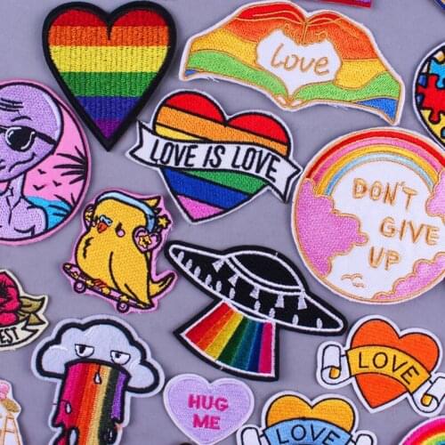 Cartoon Gay Patch Hippie Iron On Patches On Clothing UFO Rainbow Pacth Animal Badge Patches On Clothes Pride LGBT Accessories