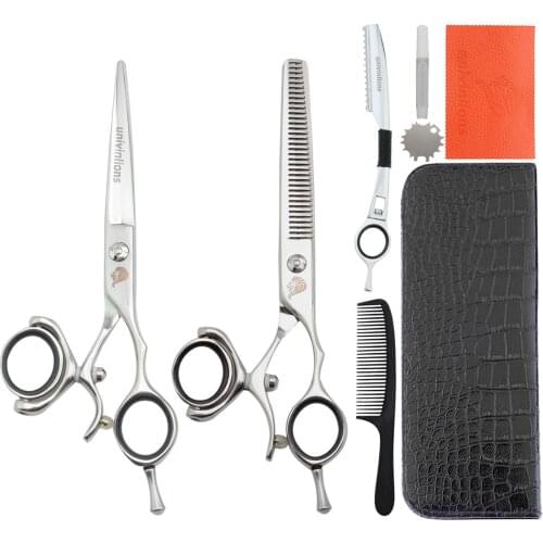 Univinlions 5.5/6.0 Inch Japanese Steel Swivel Thumb Cutting Shears Kit For Salon Barber Professional Hairdressing Scissors Set