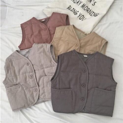 2019 New Baby Winter Clothes Boys and Girls Casual Vests Kids Sleeveless Jackets Coats Toddler Warm Velvet Vests Coats 2-8 Years