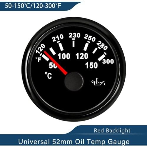 2" Car Boat Oil Temp Gauge Meter 50-150 With Red Backlight 12V 24V For Car Boat