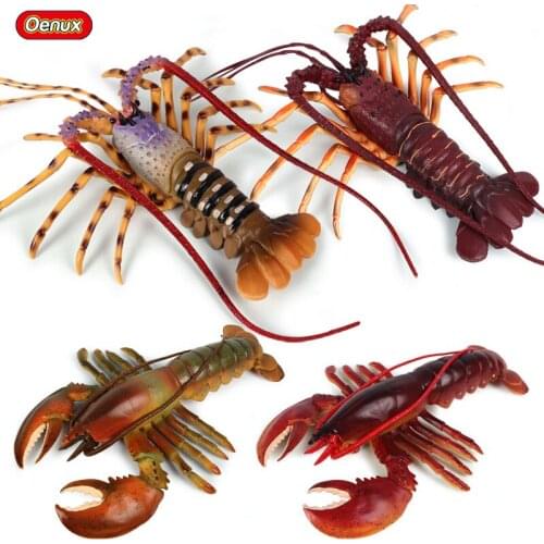 Oenux Classic Sea Life Australian Boston Lobster Simulation Big Lobster Underwater World Animals Action Figures Model Kids Toy