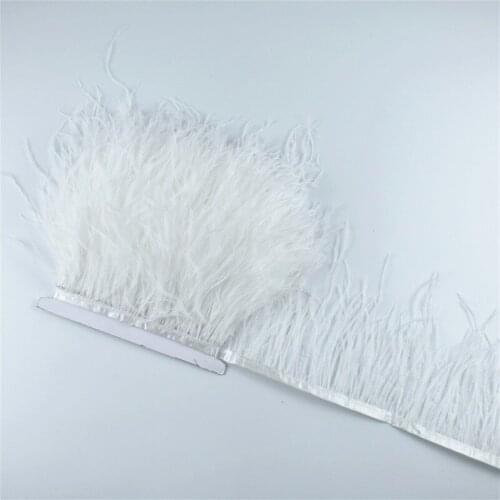 1M 5M 10Meter 10-15CM Real Colored White Ostrich feather trims Fringe ribbon for skirt/dress ostrich feather For Crafts Plumage